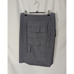 Chelsea & Theodore Pewter Grey Tiered Ruffle Pencil Skirt Size 10 - NWT Office